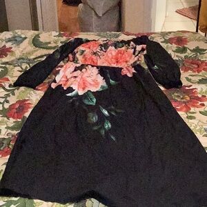 Floral Black Women Dress